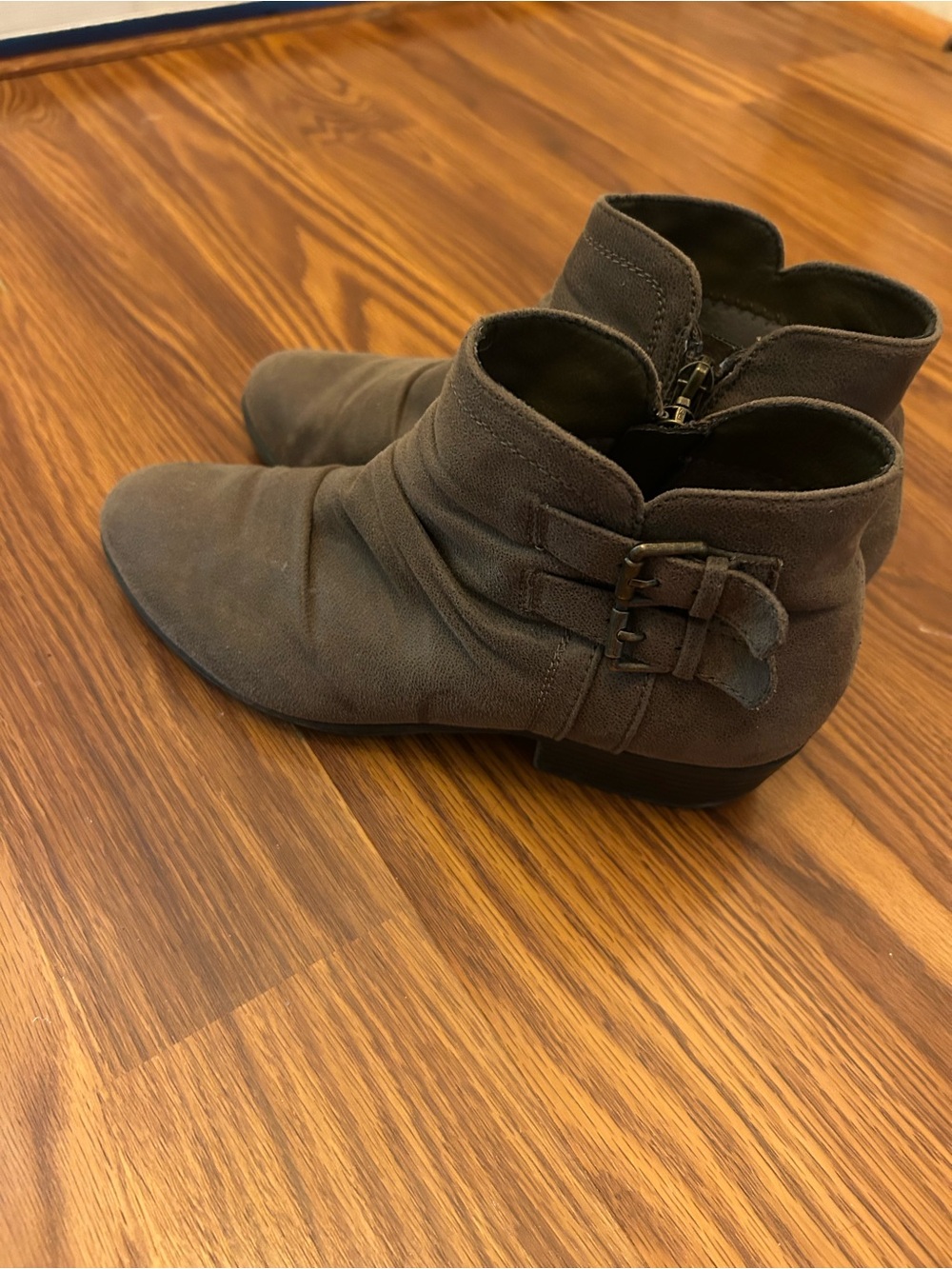 Women’s Ankle Booties in Dark Brown with Side Buckle Detail